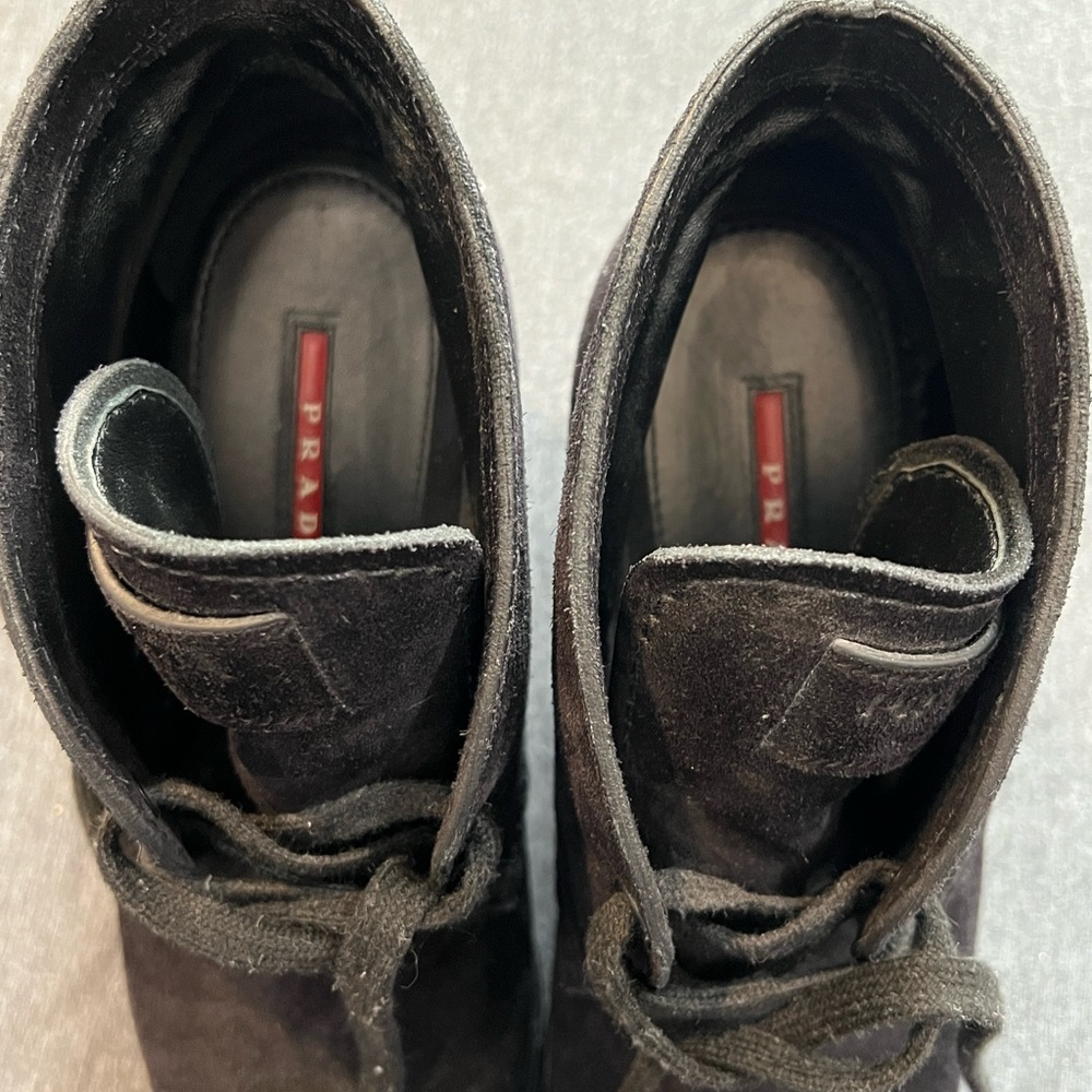 PRADA Half Boot Wedge Lace Booties 3TZ037 Black Suede IT 40.5 US 10-10.5 Shoes - Picture 8 of 11